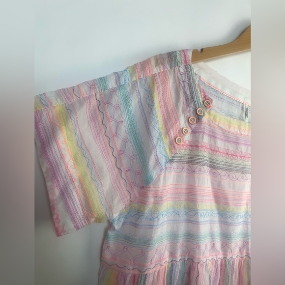 NWOT Anthropologie Letty Pastel Embroidered Babydoll Stitch Sweet Blouse XS - Picture 2 of 9